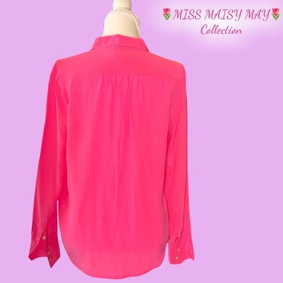 J. Crew, 100%SILK, Hot Pink, Sz 12, Button-up top in eye catching pink - Picture 8 of 11